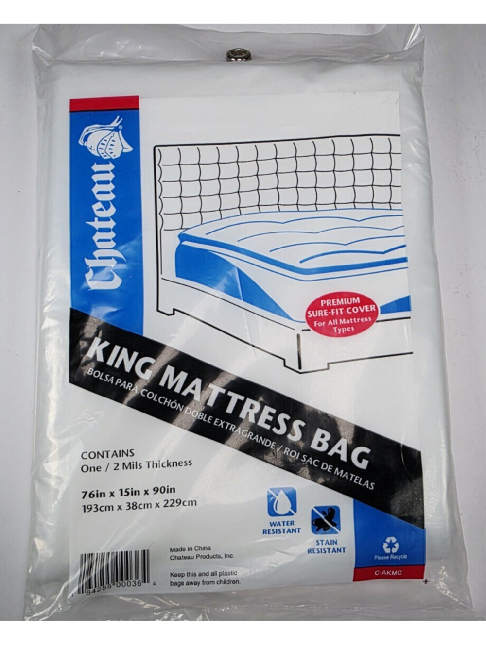 Chateau Products King Size Mattress Bag 76"x15"x90" 2 Mils Thickness